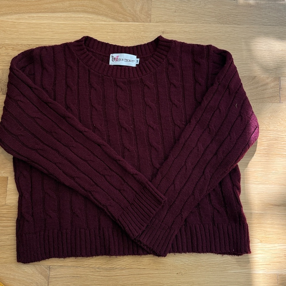 Cotton Emporium Maroon Cable Knit Sweater